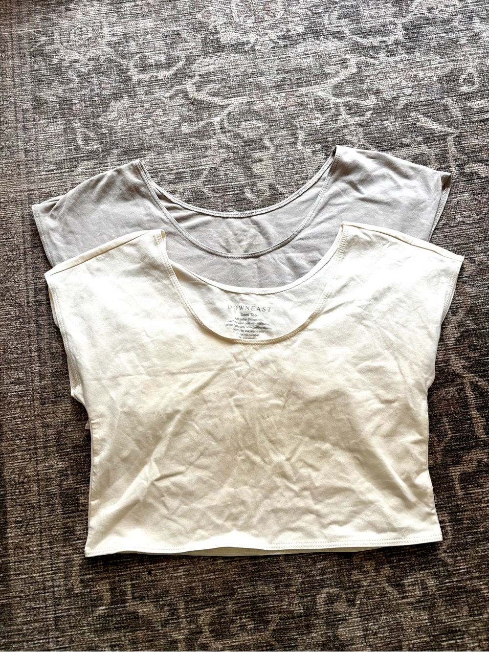 DownEast Basics Demi Tee - Cream and Light Taupe (2-Pack)